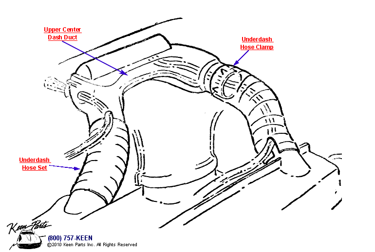AC Center Outlet Hoses Diagram for a 2014 Corvette