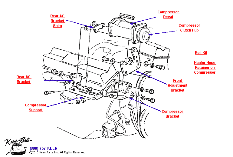 AC Compressor Diagram for a 1968 Corvette