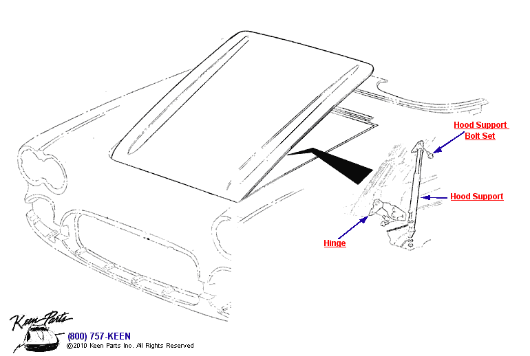 Hood Support Diagram for a 1959 Corvette