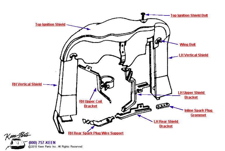 Rear Ignition Shielding Diagram for a 2023 Corvette
