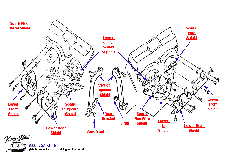 Ignition Shields Diagram for a 1982 Corvette