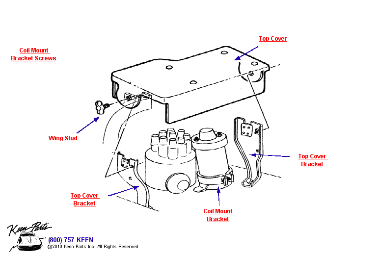 Ignition Shield Top Cover Diagram for a 1959 Corvette