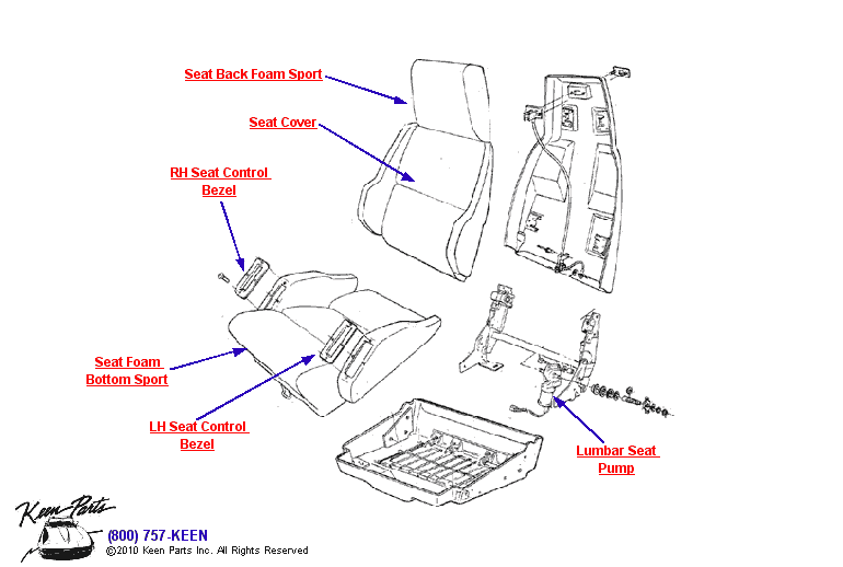 Sport Seat Diagram for a 1965 Corvette