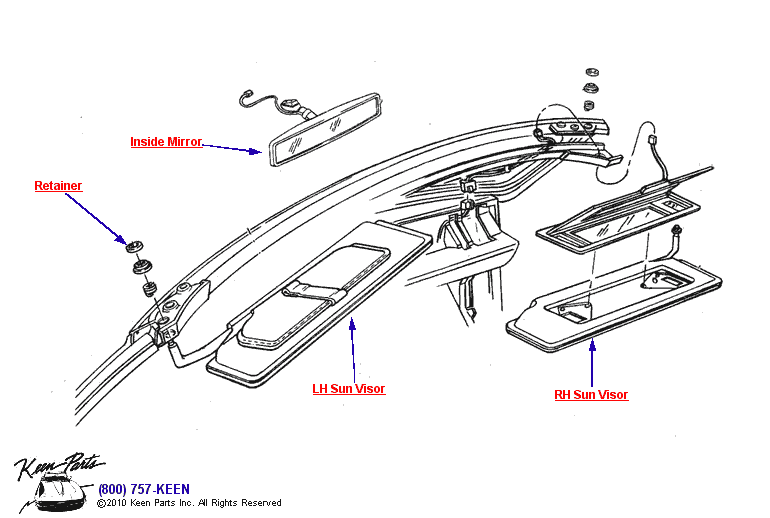 Interior Mirror Diagram for a 1993 Corvette