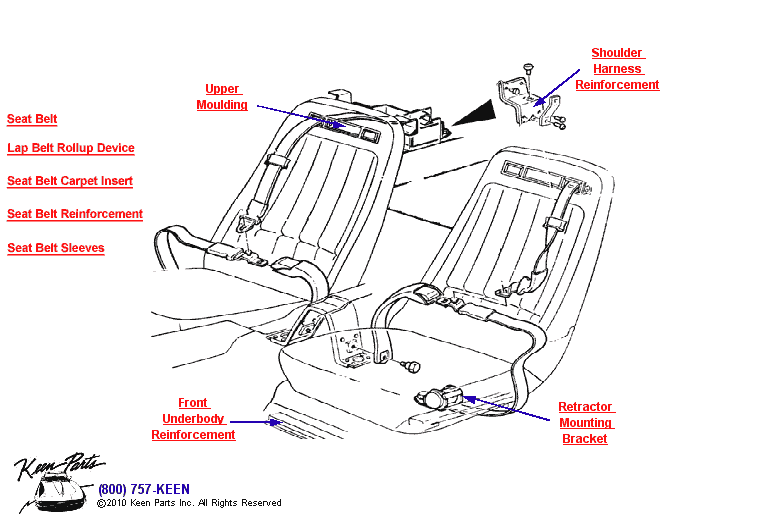 Seats &amp; Belts Diagram for a 1984 Corvette