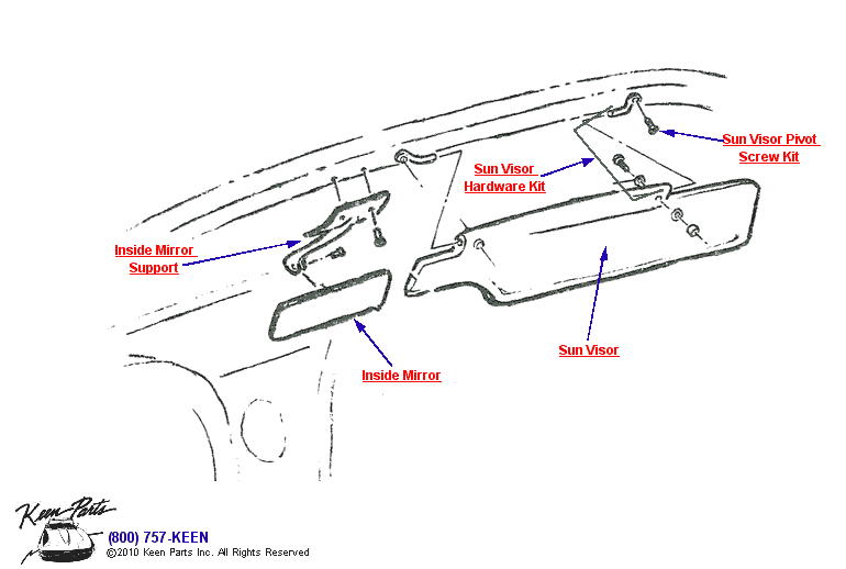 Inside Mirror Diagram for a 1955 Corvette