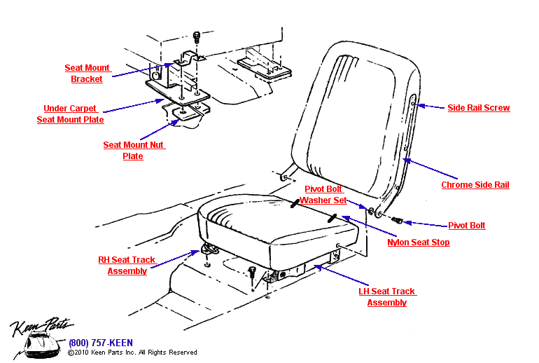 Seat Assembly Diagram for a 2023 Corvette