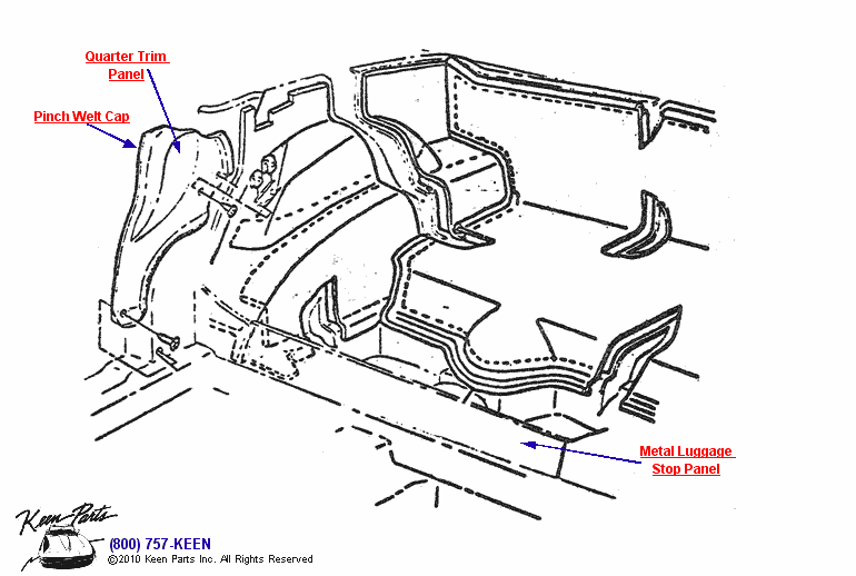 Rear Quarter &amp; Rear Compartment Diagram for a 1962 Corvette