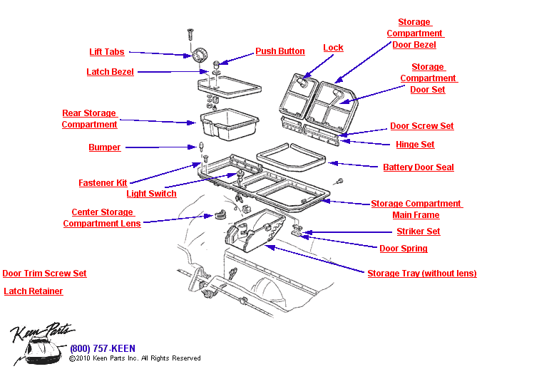 3 Door Rear Storage Compartment Diagram for a C3 Corvette