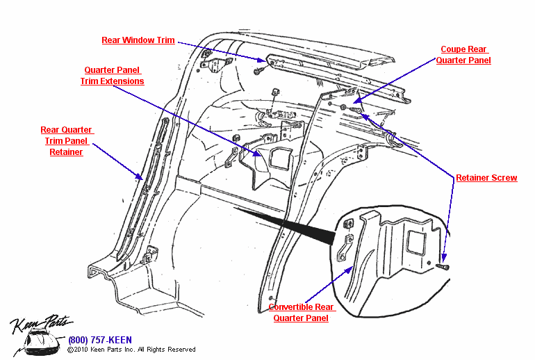 Rear Quarter Panels Diagram for a 2023 Corvette