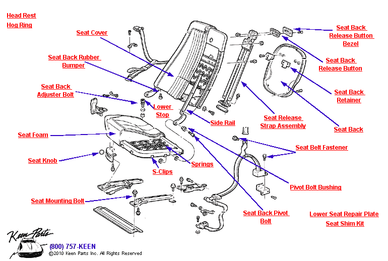 Seat &amp; Belt Diagram for a 2019 Corvette
