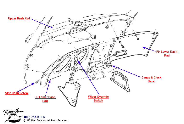 Lower Dash Diagram for a 1976 Corvette