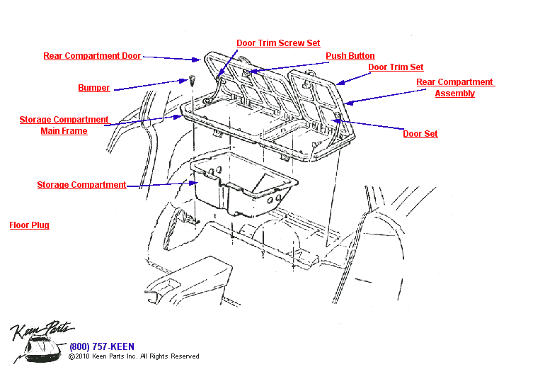 2 Door Storage Compartment Diagram for a 2003 Corvette