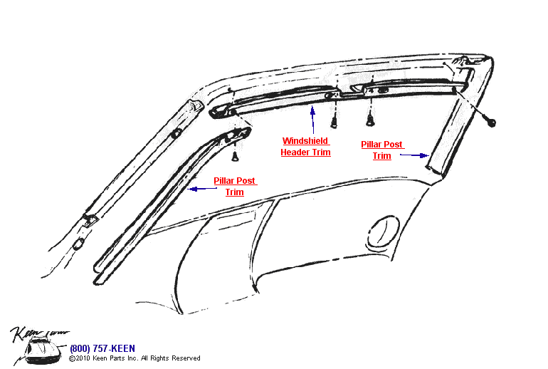 Windshield Trim Diagram for a 1981 Corvette