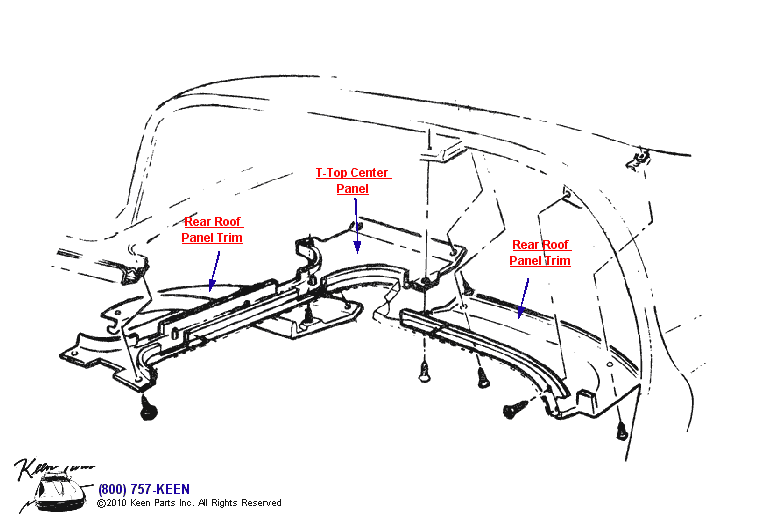 Roof Panel Trim Diagram for a 1958 Corvette