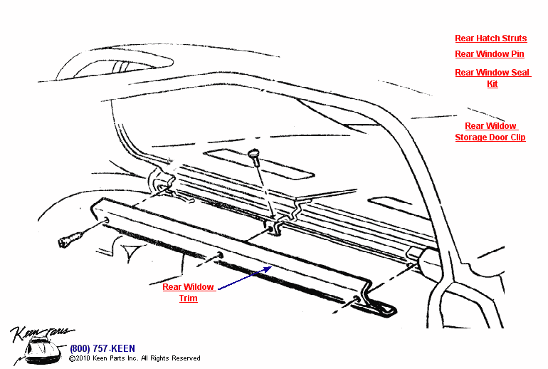 Rear Window Trim Diagram for a 1994 Corvette