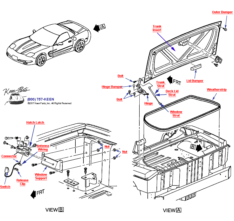 Rear Compartment- Hardtop Diagram for a 2020 Corvette