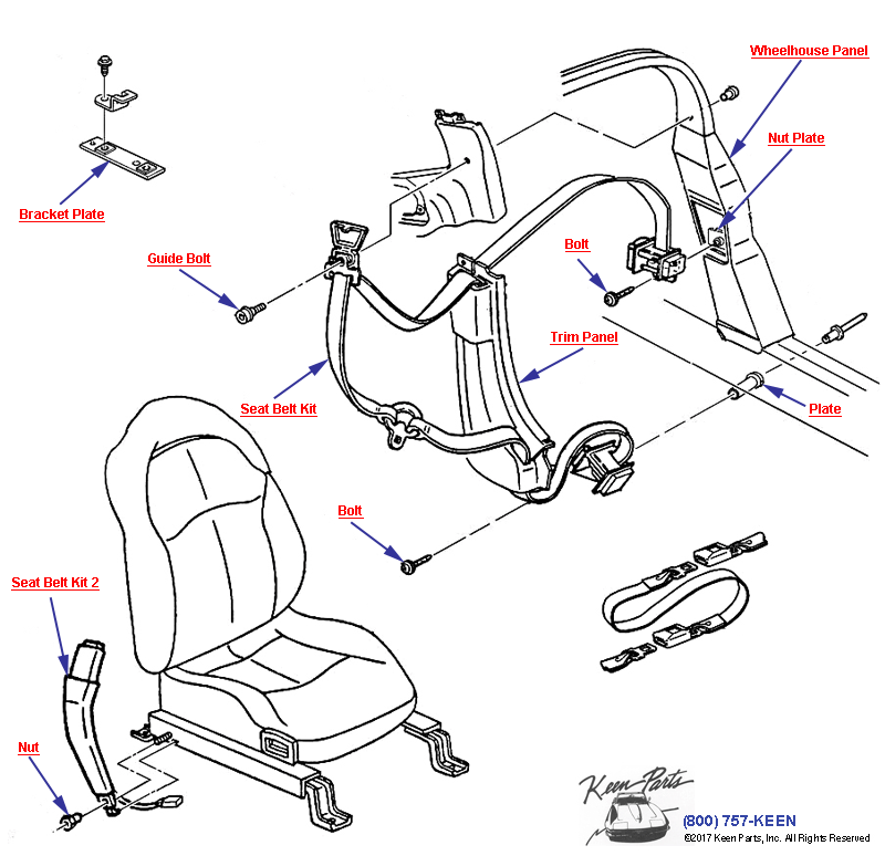 Seat Belts- Canadian Base Equipment Diagram for a 2018 Corvette