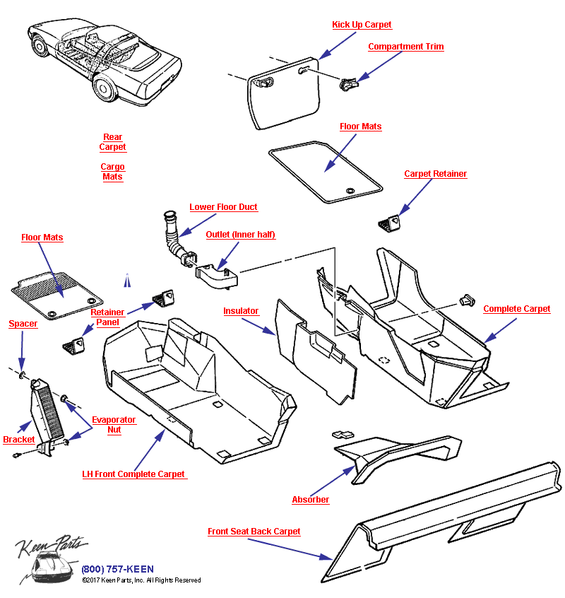 Carpet - Coupe Diagram for a 1966 Corvette