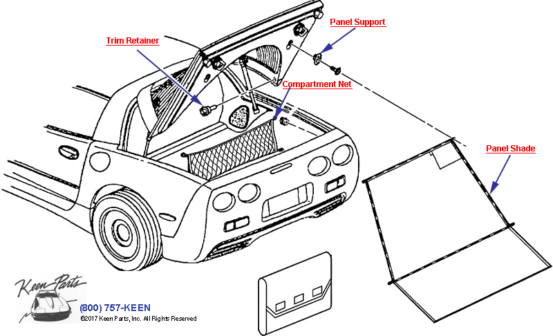 Cover/Rear Compartment &amp; Convenience Net Diagram for a 1955 Corvette
