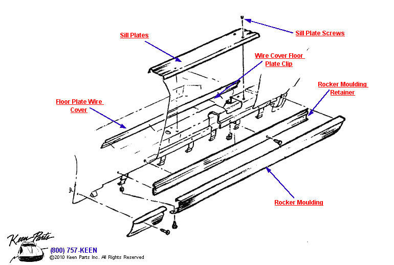 Door Sills &amp; Floor Plates Diagram for a 2003 Corvette