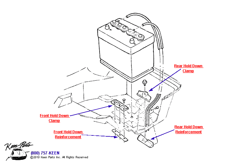 Battery Hold Downs Diagram for a C2 Corvette