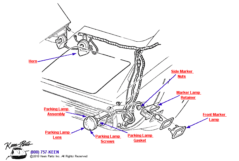 Parking &amp; Marker Lamps Diagram for a 1987 Corvette