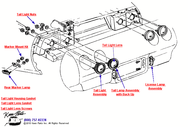 Rear Marker &amp; Tail Lights Diagram for a 2004 Corvette