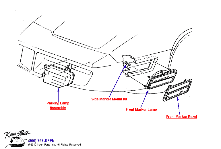 Parking &amp; Front Markers Diagram for a 2022 Corvette