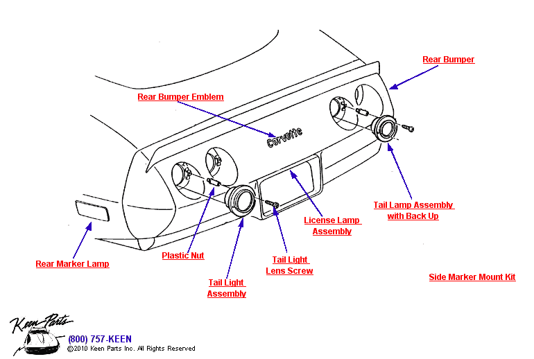 Rear Marker &amp; Tail Lights Diagram for a 2015 Corvette