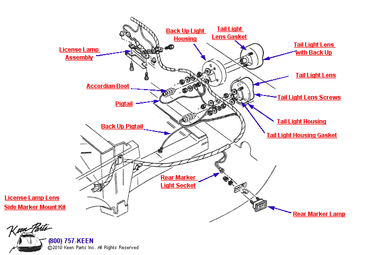 Rear Marker &amp; Tail Lights Diagram for a 2000 Corvette