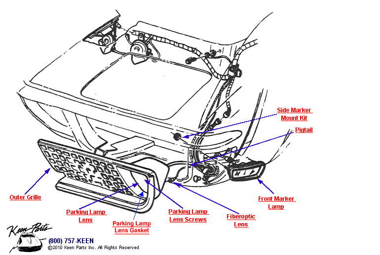 Parking &amp; Marker Lamps Diagram for a C3 Corvette