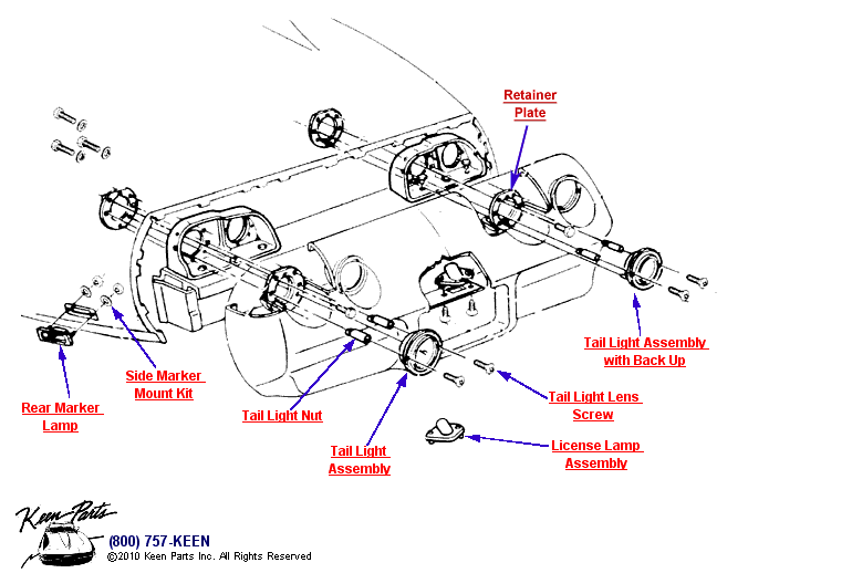 Rear Marker &amp; Tail Lights Diagram for a 2001 Corvette