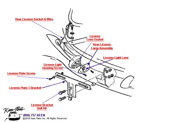 Rear License Lamp Diagram for a 1962 Corvette