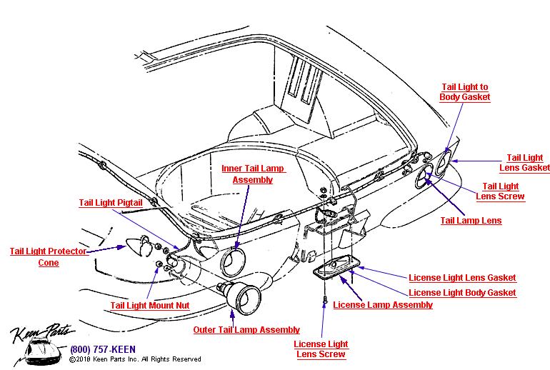 Tail Lights Diagram for a 1963 Corvette
