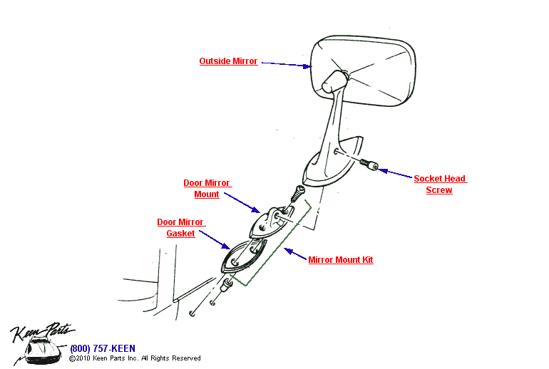 Outside Mirror Diagram for a 2018 Corvette