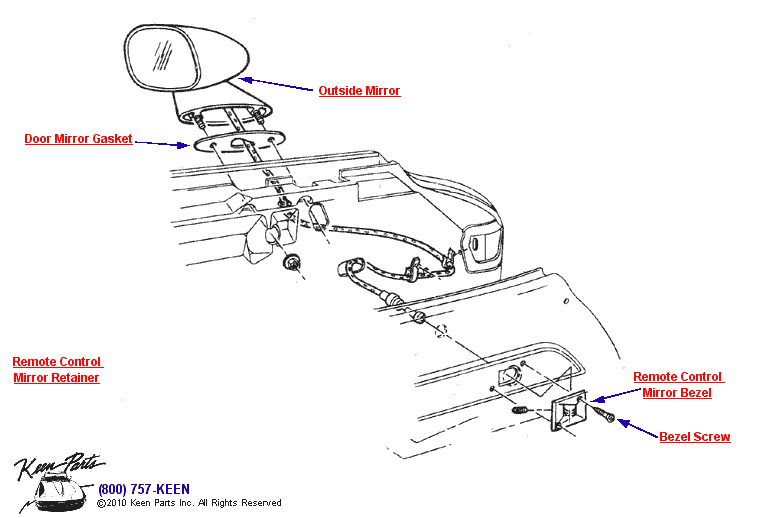 Remote Control Mirror Diagram for a 2023 Corvette