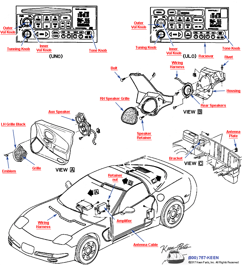 Coupe Radio Diagram for a 2018 Corvette