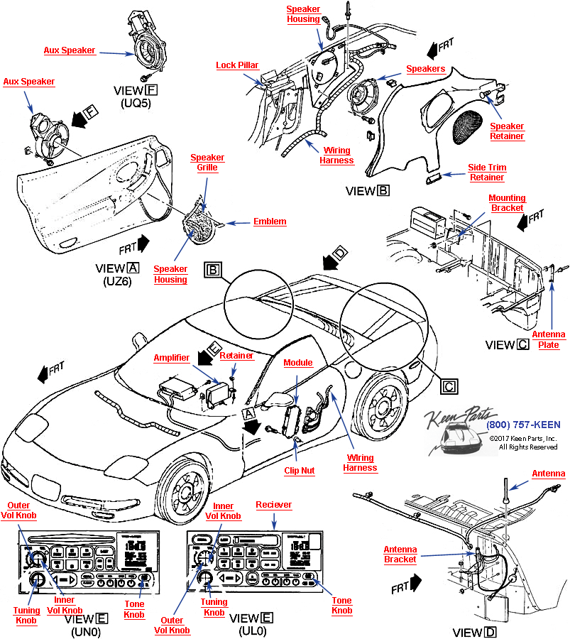 Hardtop Radio Diagram for a 1967 Corvette