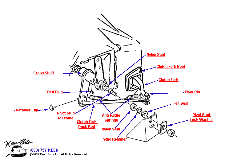Clutch Control Shaft Diagram for a 1966 Corvette