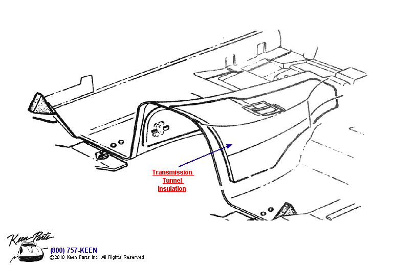 Transmission Tunnel Insulation Diagram for a 2008 Corvette