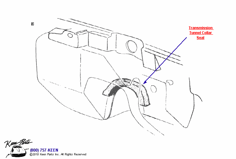 Trans Tunnel Collar Seal Diagram for a 1954 Corvette
