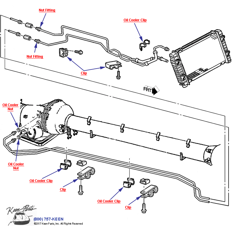 Automatic Transaxle Oil Cooler &amp; Pipes Diagram for a 1966 Corvette