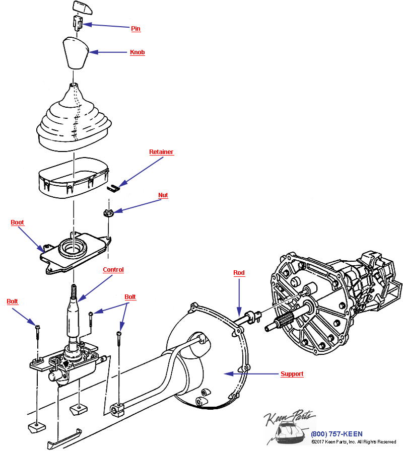 Shift Control- Manual Transmission Diagram for a 1998 Corvette
