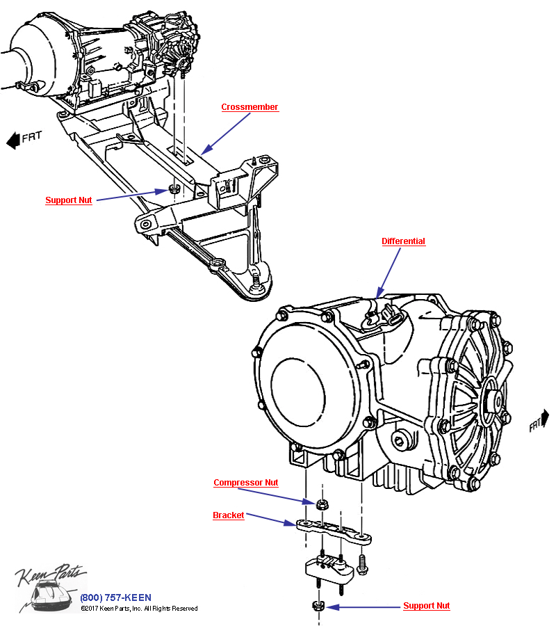 Transaxle Mounting Diagram for a 1996 Corvette