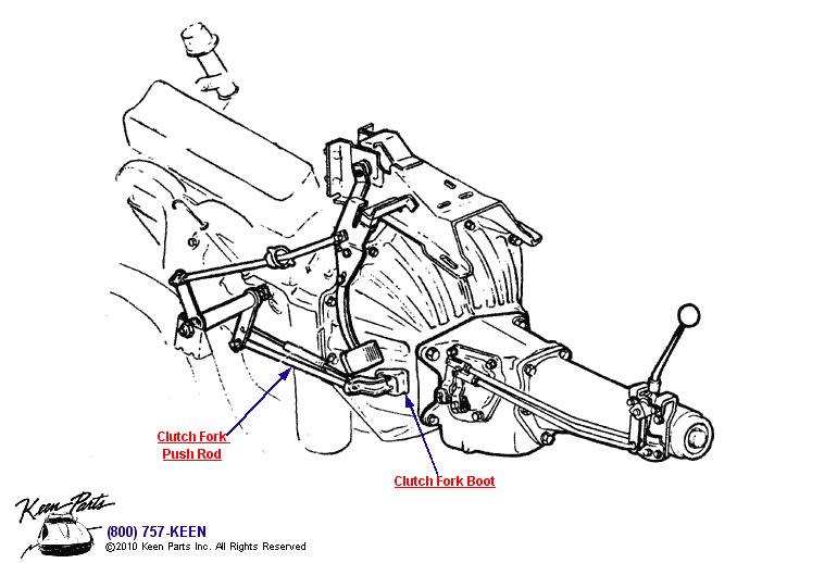 Clutch Fork Push Rod Diagram for a 1953 Corvette