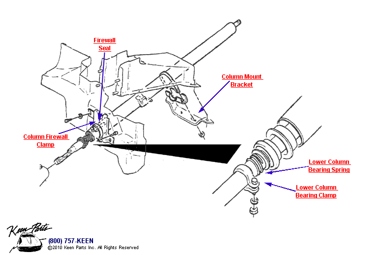 Column Jacket &amp; Support Diagram for a 1970 Corvette