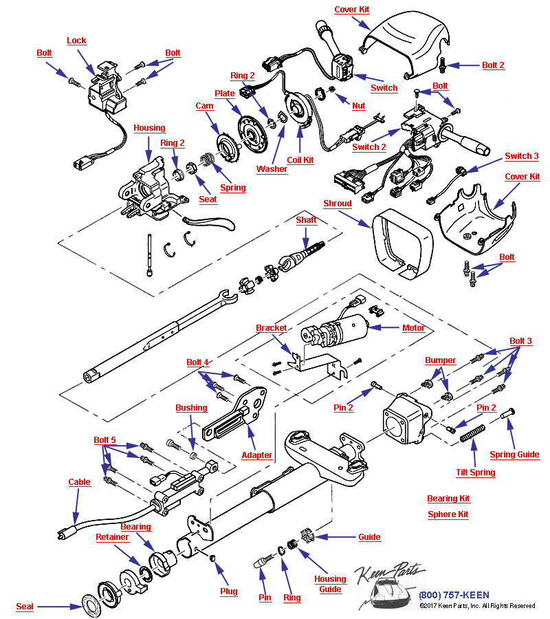 Steering Column- Tilt &amp; Power Telescope Diagram for a 2022 Corvette