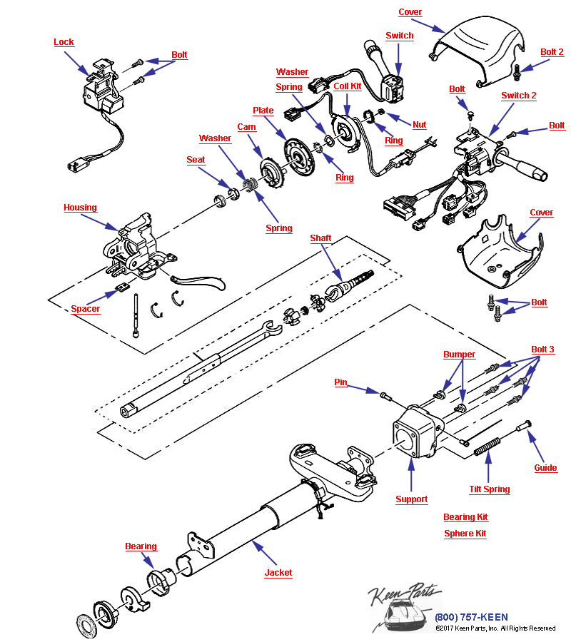 Steering Column- Tilt only Diagram for a 2020 Corvette