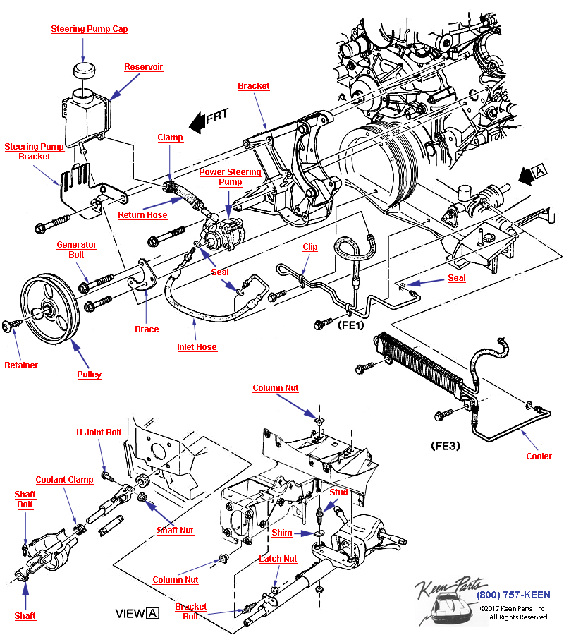Steering Pump Mounting &amp; Related Parts Diagram for a 1972 Corvette